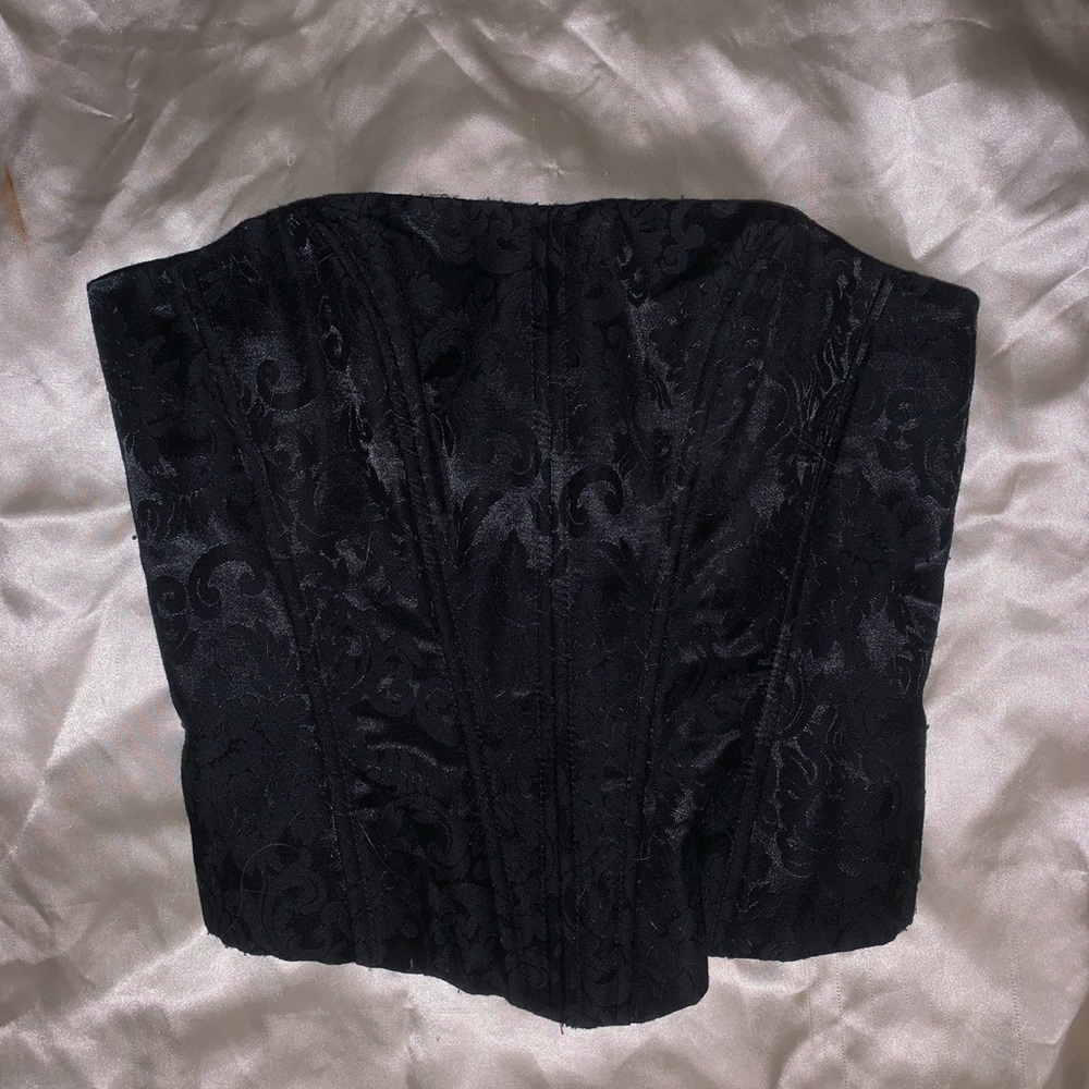 90s black zip up corset bustier top